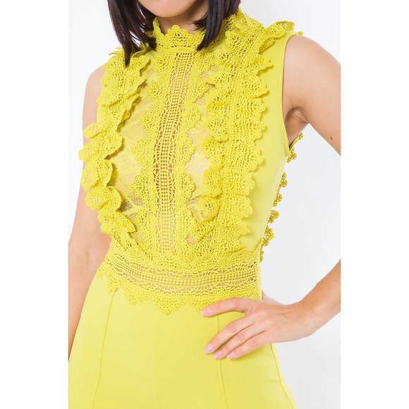 Crochet Lace Combined Bodice Jumpsuit - Picture 4 of 9